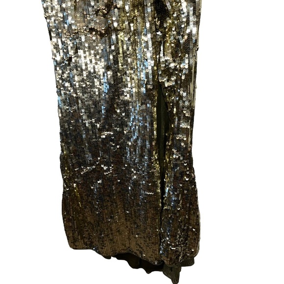 MAC DUGGAL 93540 dress gold 6 sequin one shoulder formal gown maxi wedding prom - Picture 9 of 16